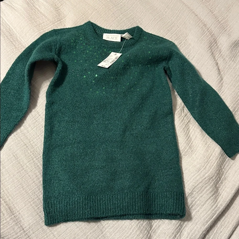 NWT Children's Place Girls Green Sequin Sweater Dress 2T Holiday
